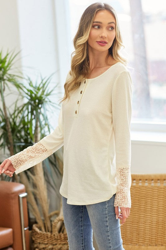Lace Cuff Ivory Top