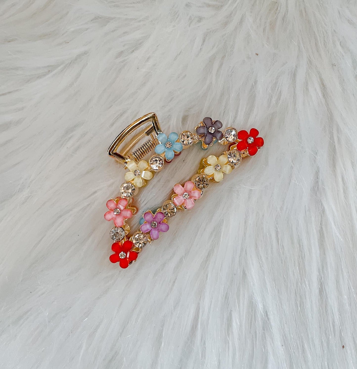 Rhinestone Flower Metal Hair Claw