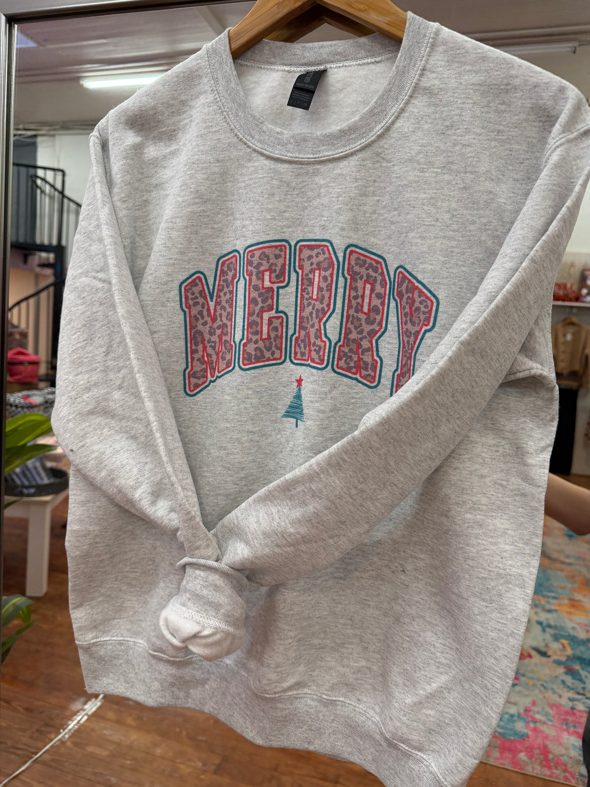 Merry Leopard Grey Sweatshirt