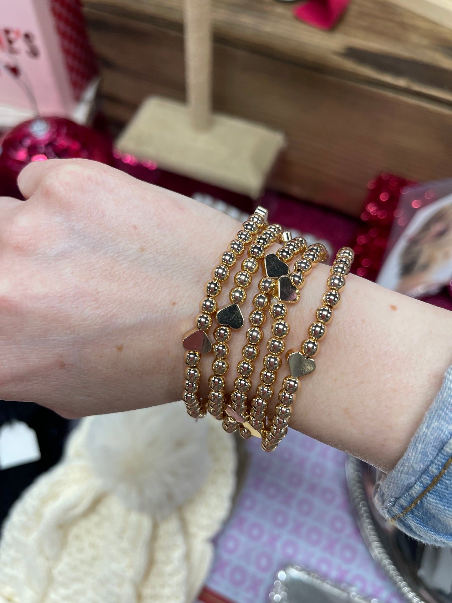 Gold Heart Stretch Bracelet