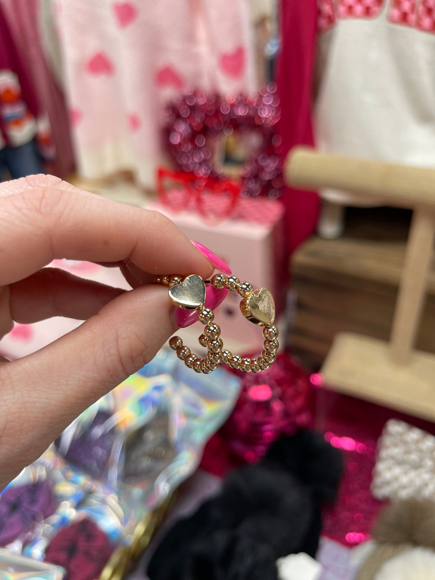 Heart Accent Hoop Earring