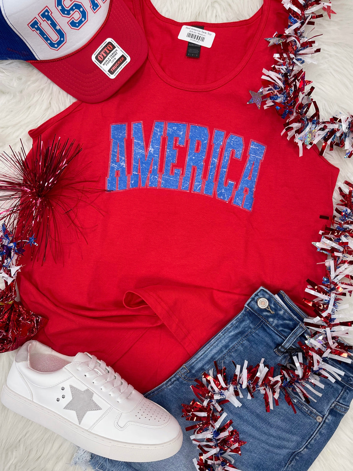 Red America Tank Top