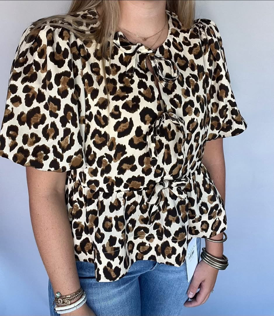 Leopard Peplum Top