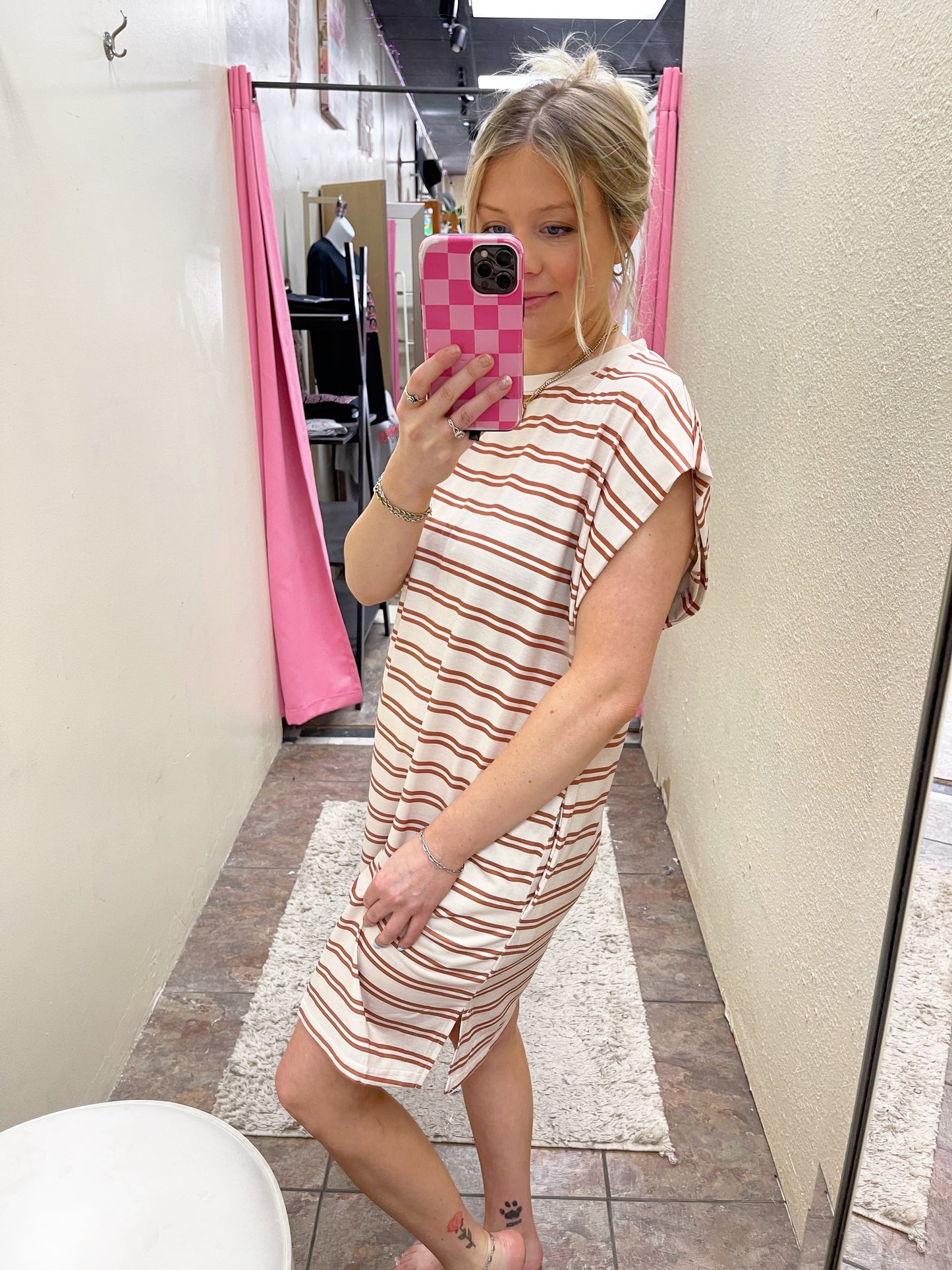 Khaki Stripe Dress