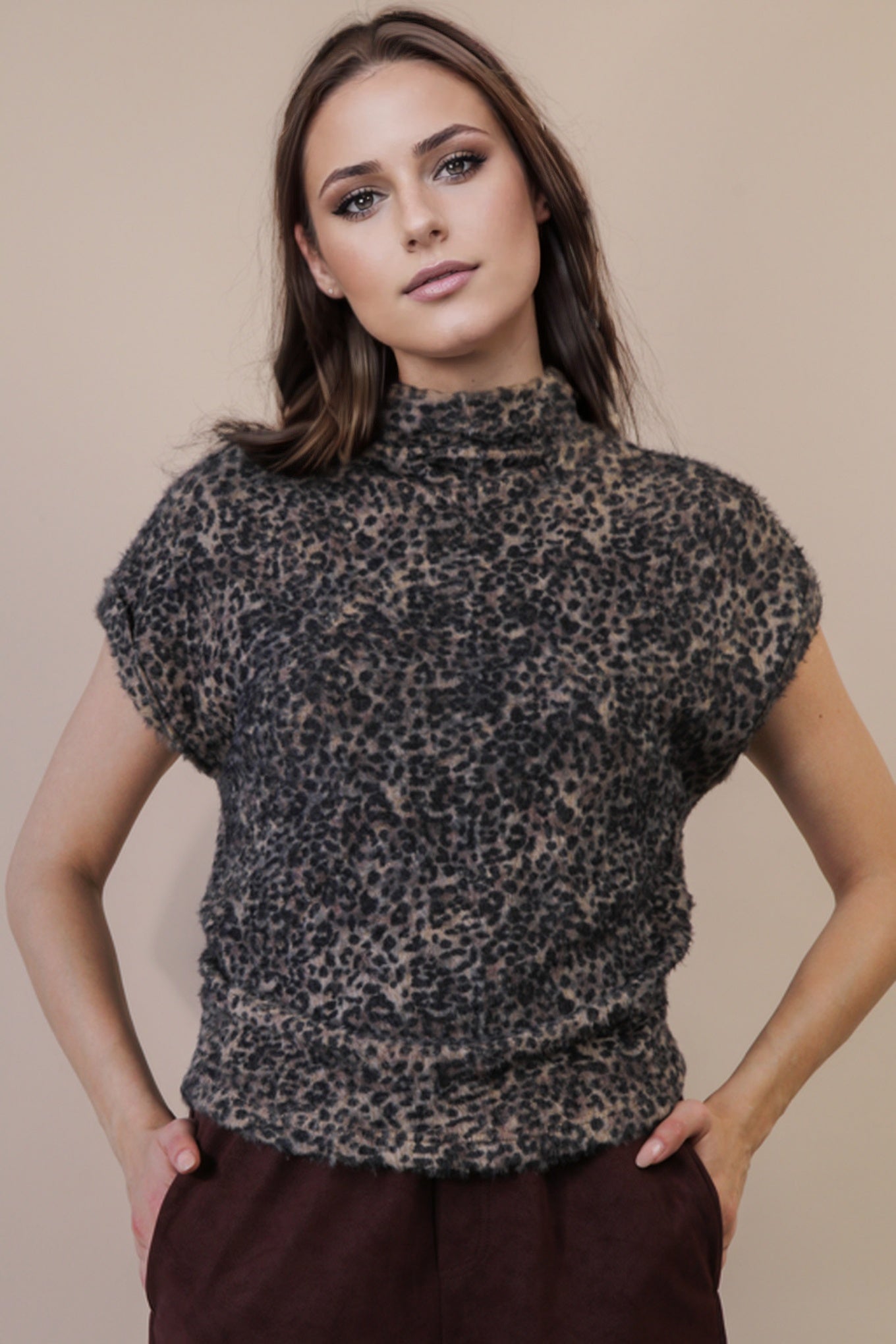 Leopard Mock Neck Top