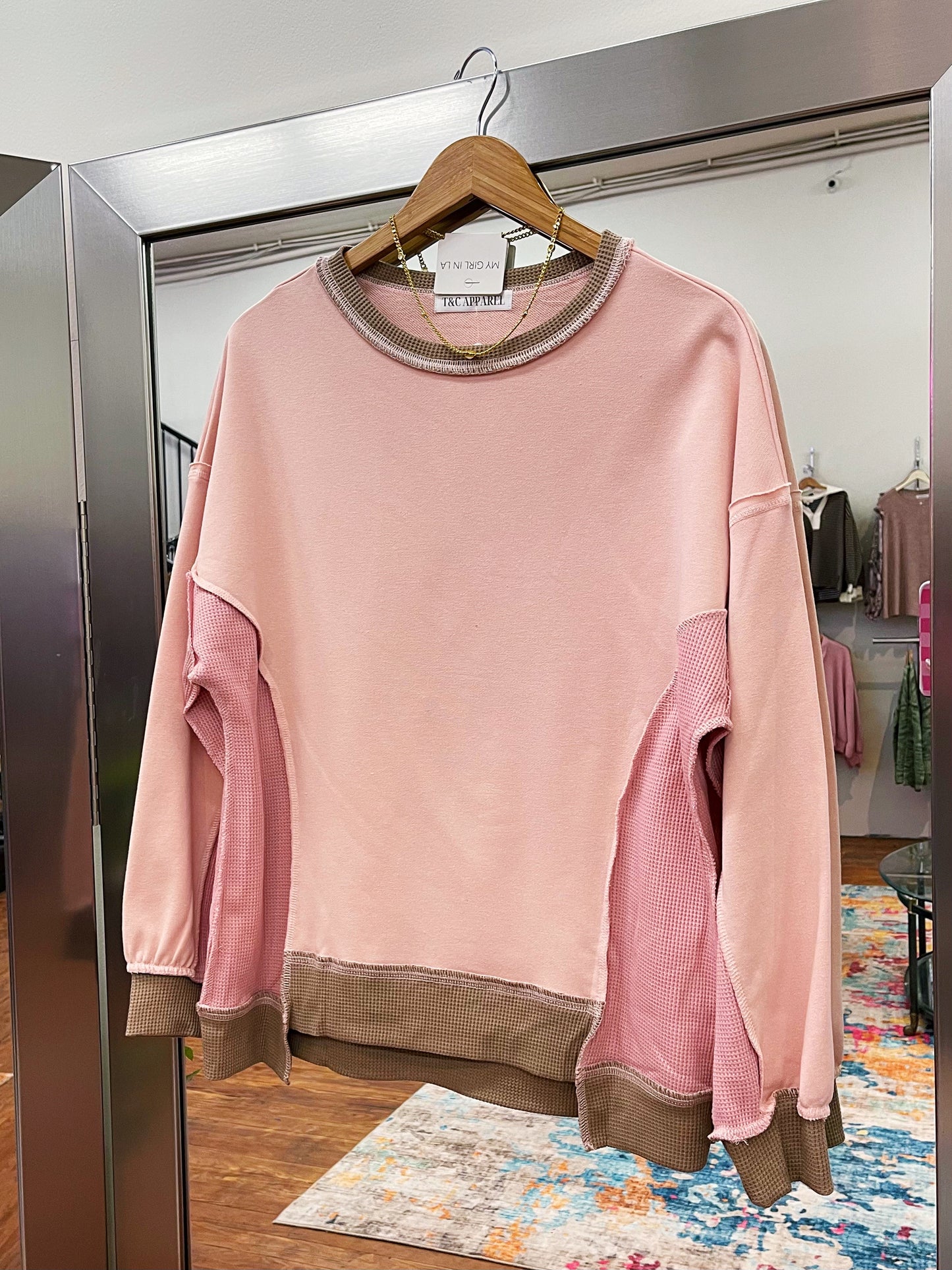 Light Pink Colorblock Sweatshirt
