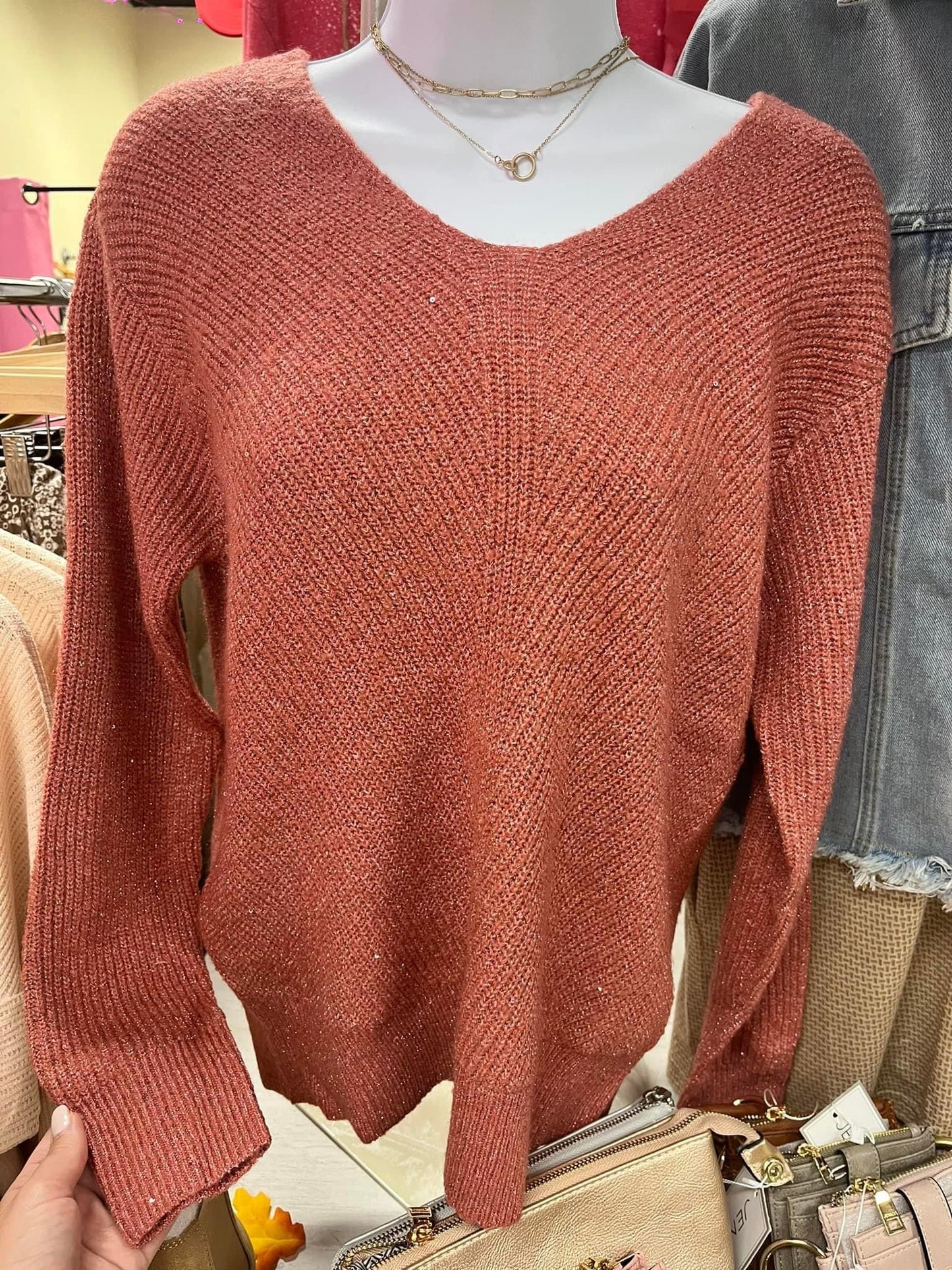 Rose Metallic Sweater