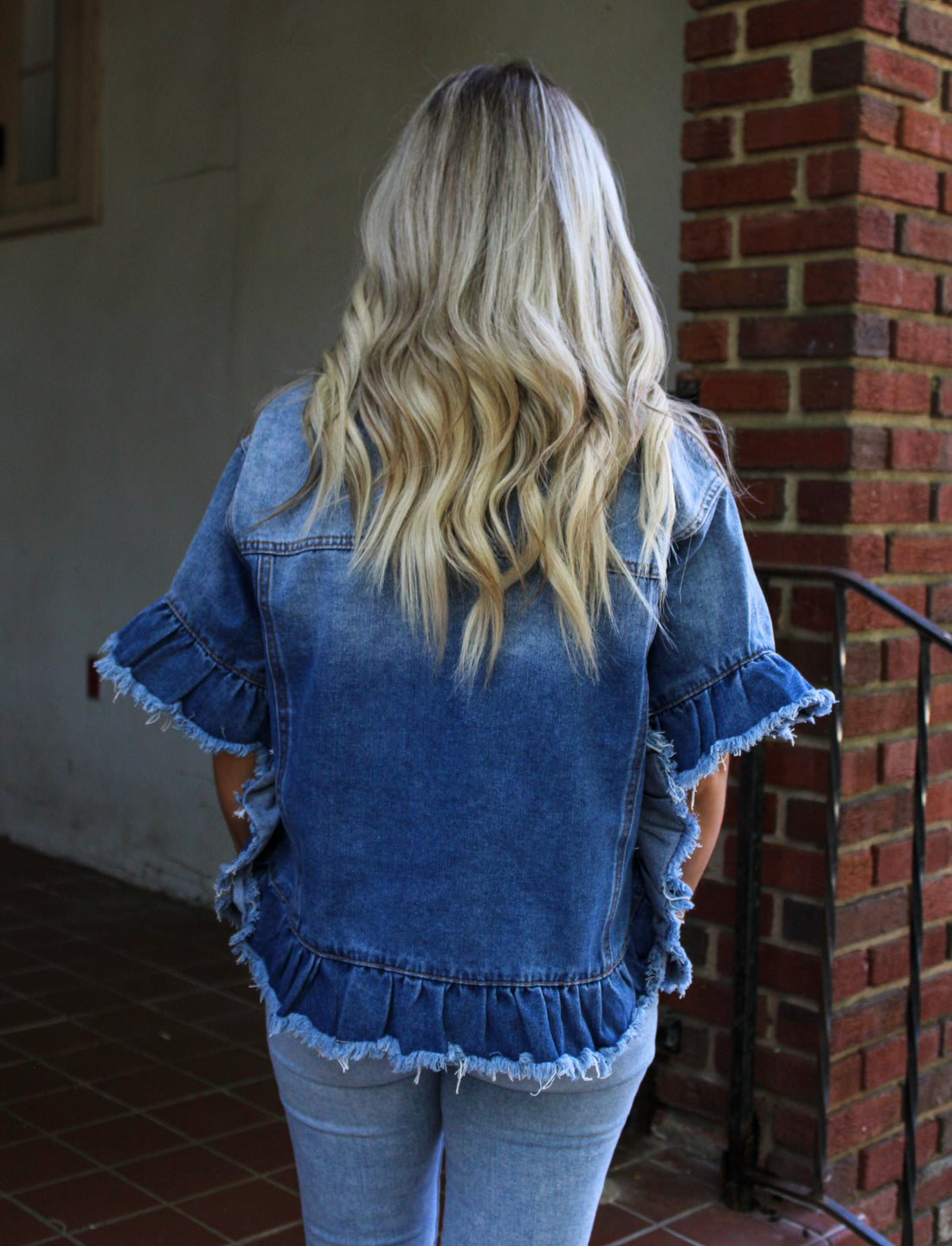 Blue Ruffle Denim Jacket
