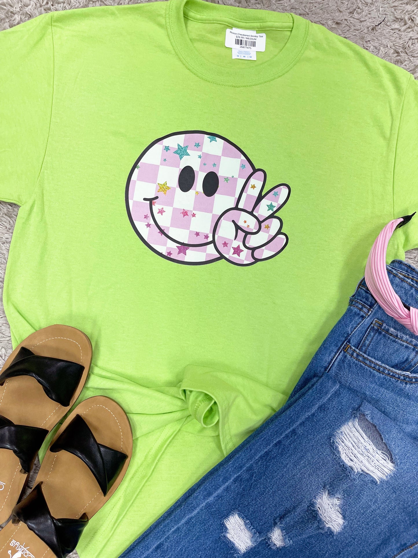 Peace Checkered Smiley Tee