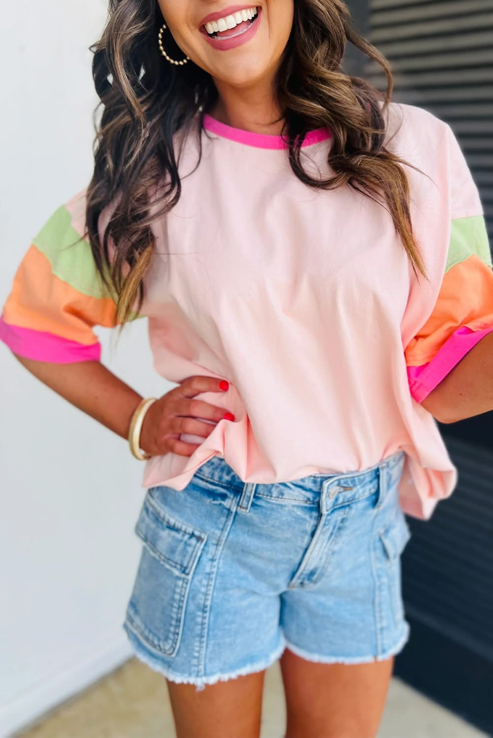 Paige Colorblock Pink Top