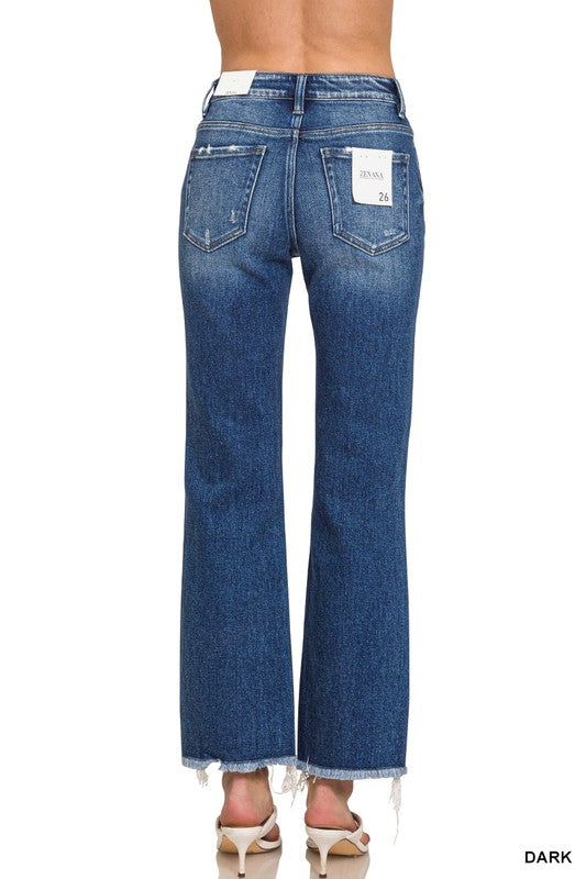 Candice Distressed Straight Jeans-Zenana