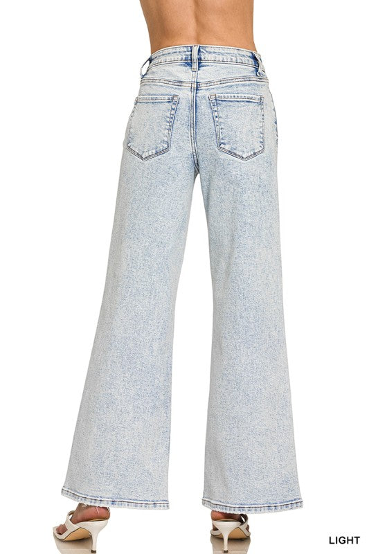 Megan Light Wash Wide Leg Jeans-Zenana