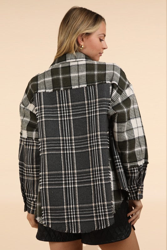 Olive Plaid Shacket