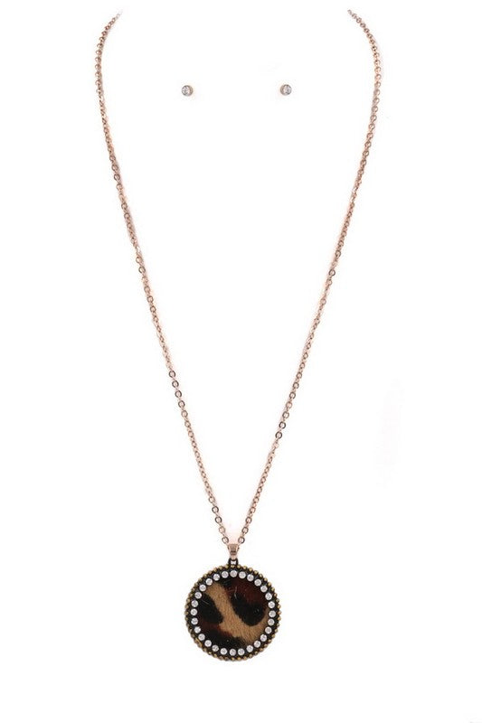Leopard Rhinestone Pendant Necklace