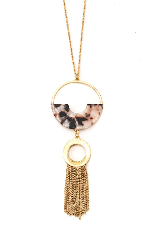 Tiered Chain Fringe Pendant Necklace