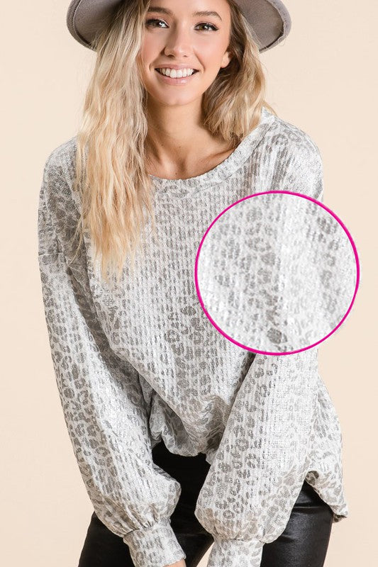 Silver Leopard Print Top