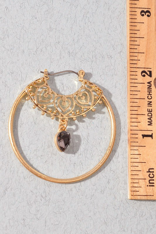 Hoop with Dangle Gem Earrings