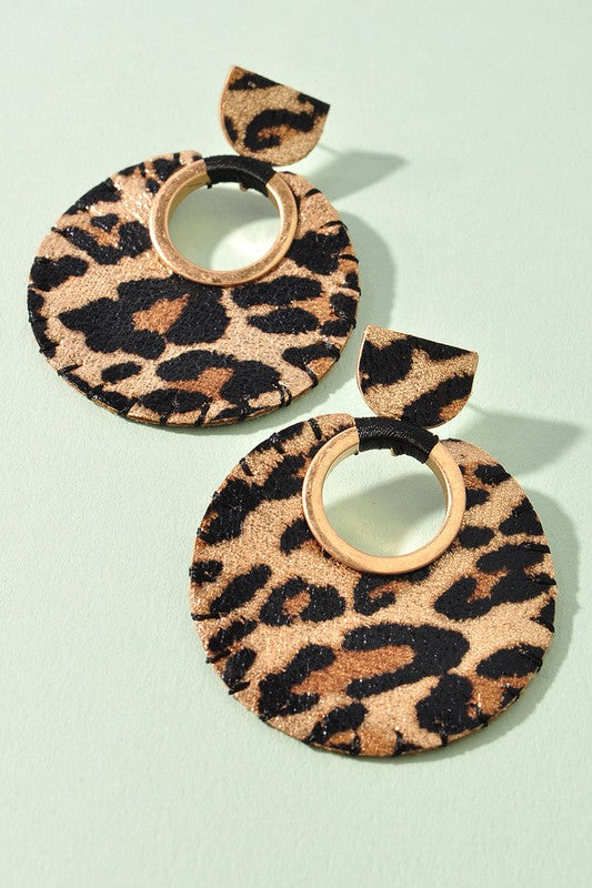 Round Leather Earrings