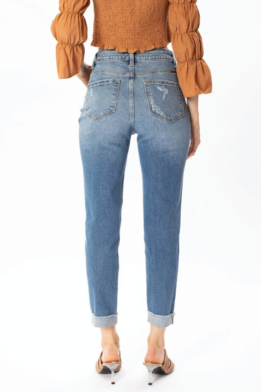 Regan Distressed Mom Jeans-KanCan