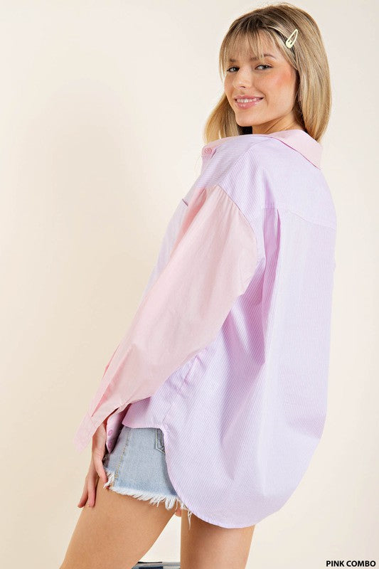 Mix Match Pink Button Top