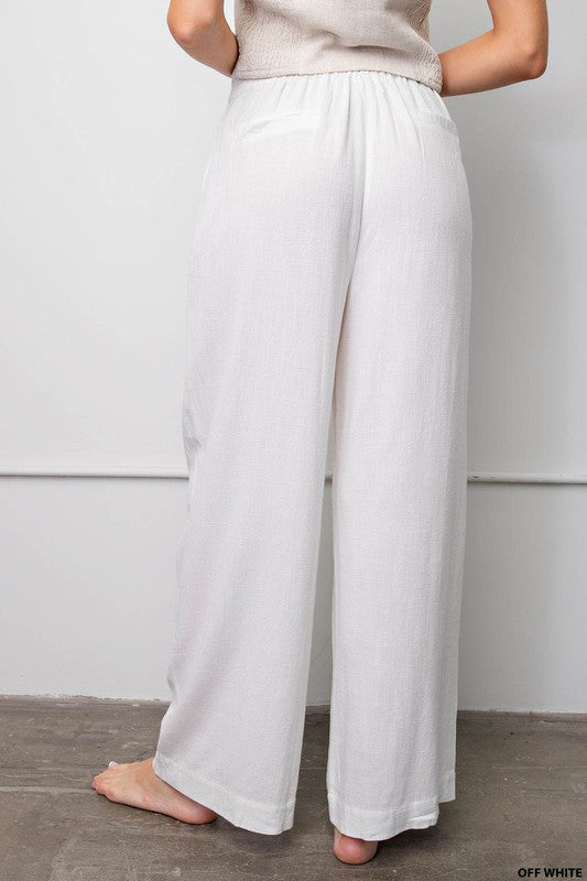White Linen Slack Pants