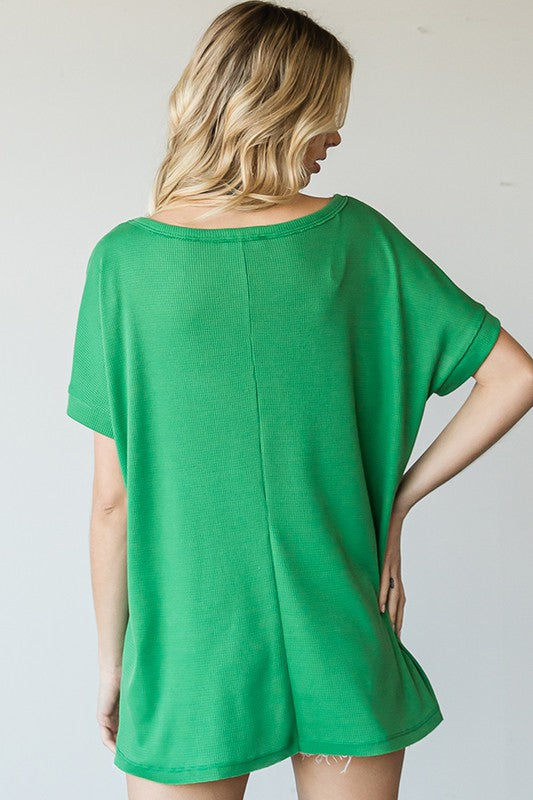 Summer Green Waffle Top
