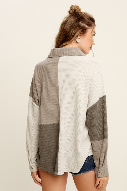Color Block Knit Shacket Top