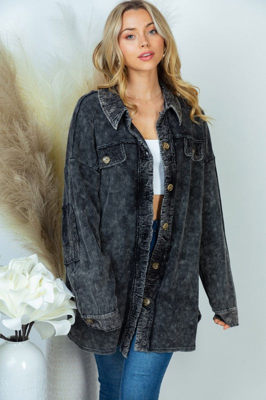 Mineral Washed Charcoal Shacket