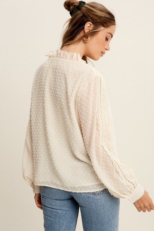 Swiss Dot Button Down Top