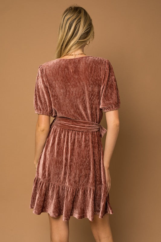 Velvet Surplice Dress