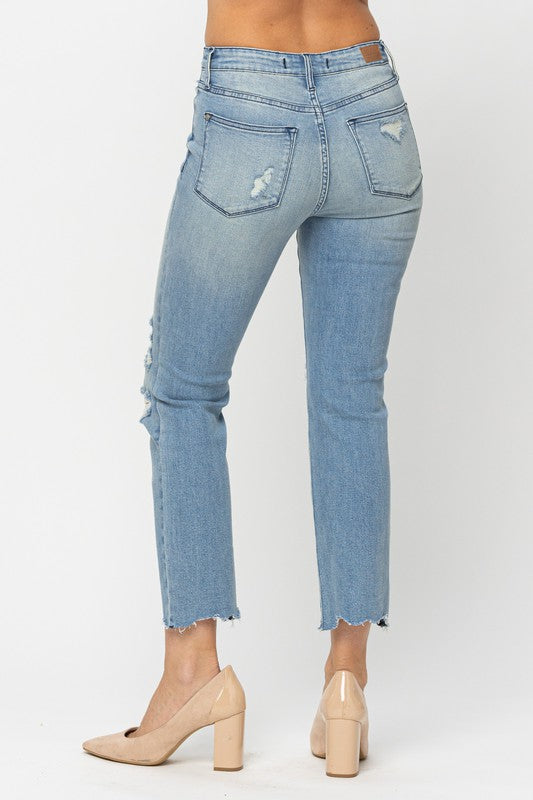 Haleigh Crop Straight Jeans-Judy Blue