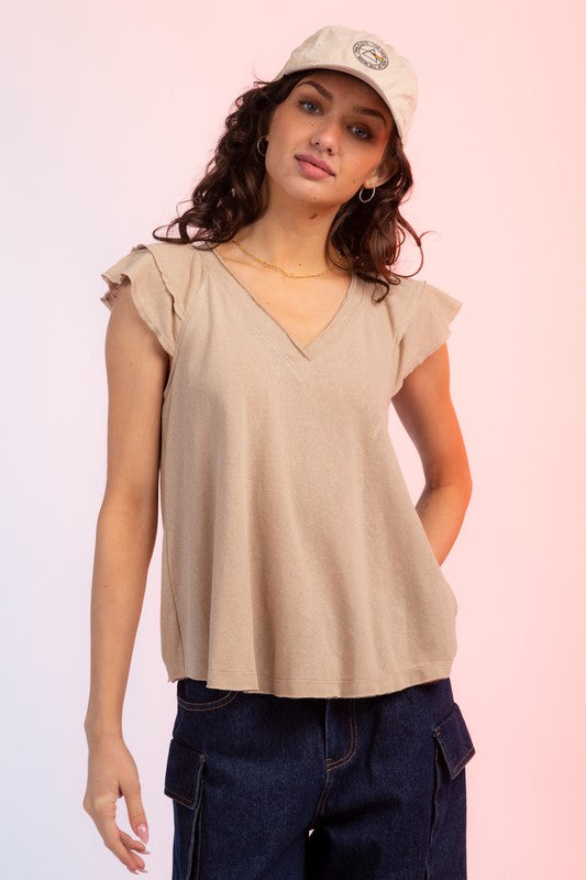 Flounced Sleeve Top