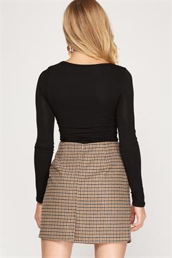 Taupe Houndstooth Skirt