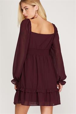 Wine Frill Dress