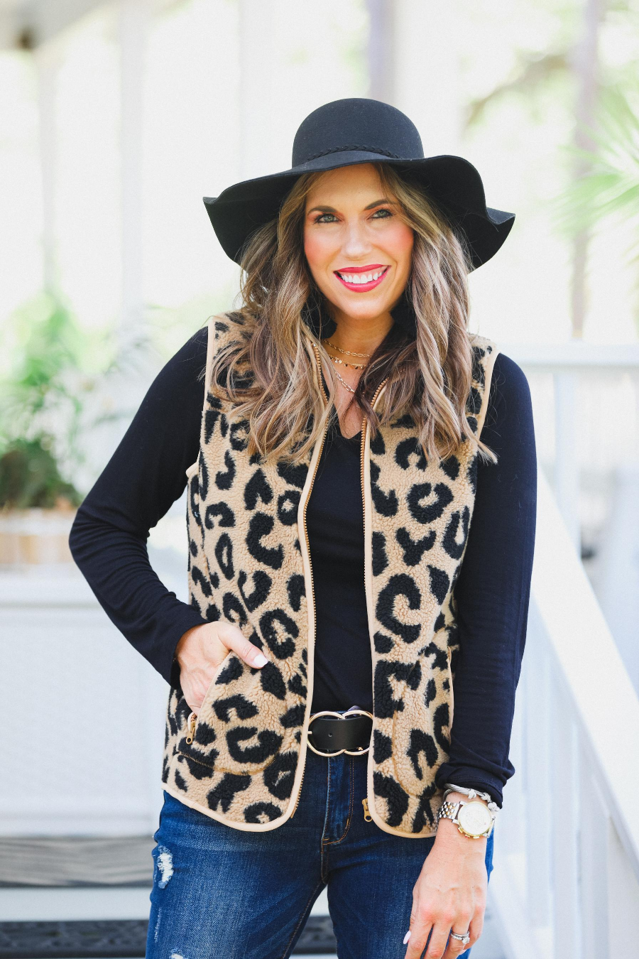 Lisa Leopard Shearling Vest