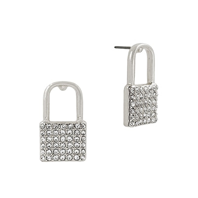 Locket Rhinestone Stud .75" Earring