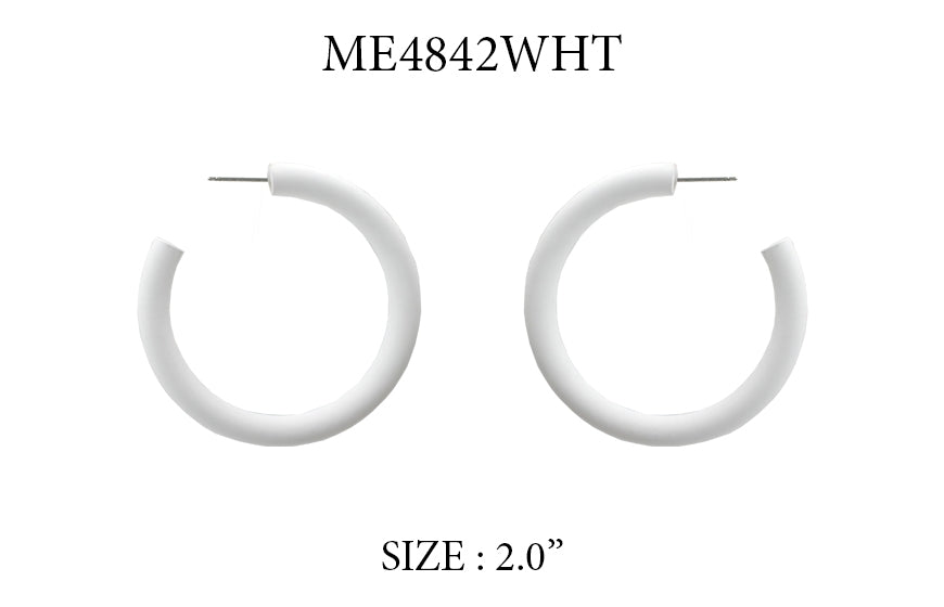 White Wood 2" Hoop Earring
