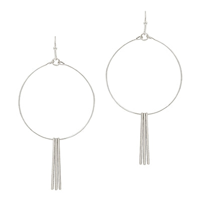 Matte Bar on Gold Hoop 2" Earring