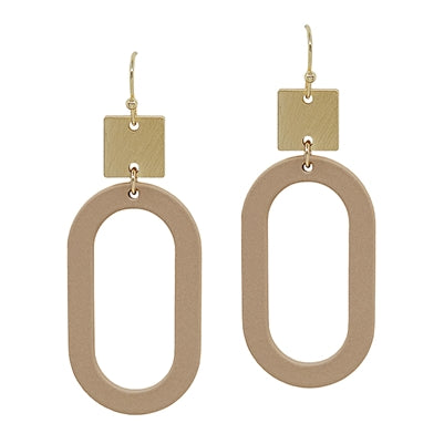 Gold and Black Wood Oval 1.5" Earring
