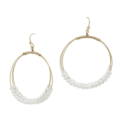 Pearl Layered Beaded Hoop Earring
