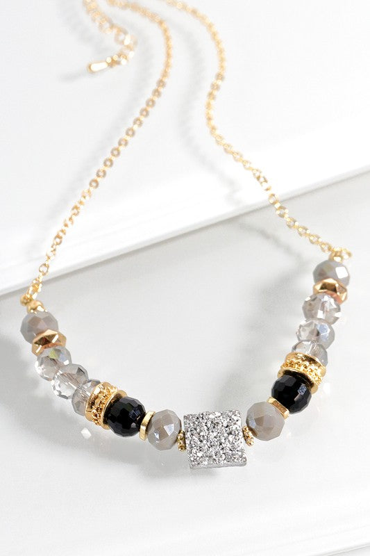 Grey Druzy Bead Necklace