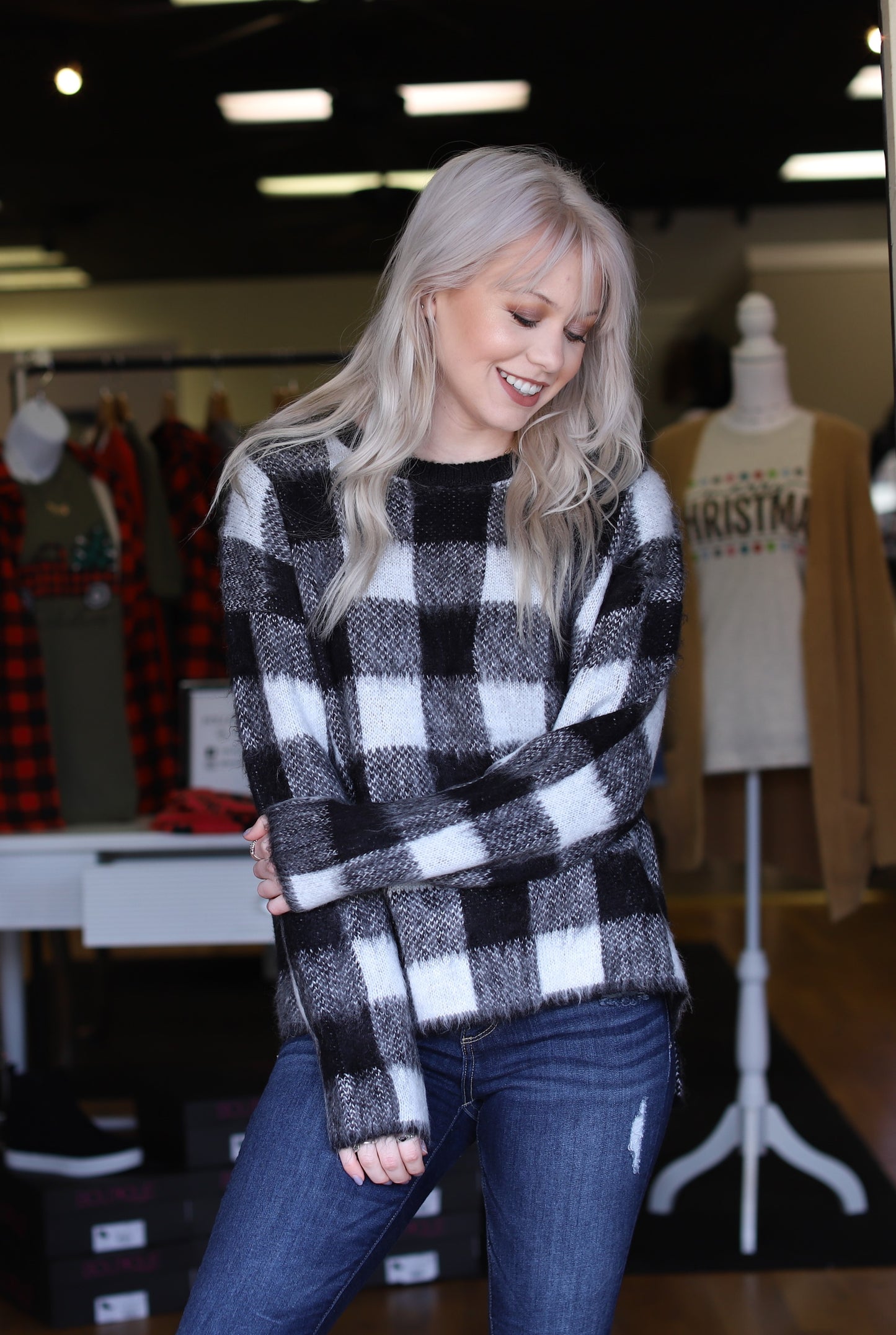 Black Buffalo Plaid Sweater