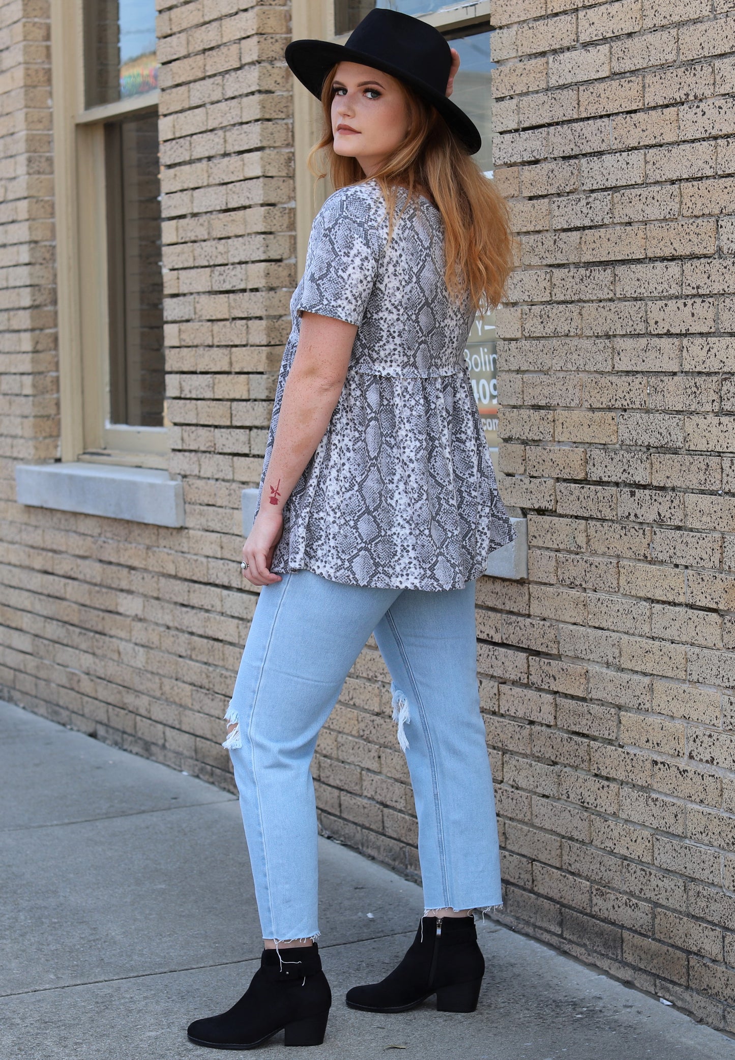 Snake Print Babydoll Top