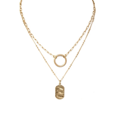 Worn Circle and Charm Necklace