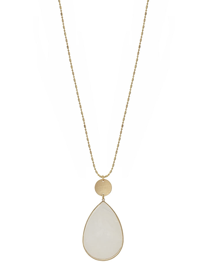 White Pearlized Shell Teardrop Necklace