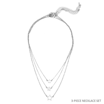 Worn Set of 3 Star Necklace