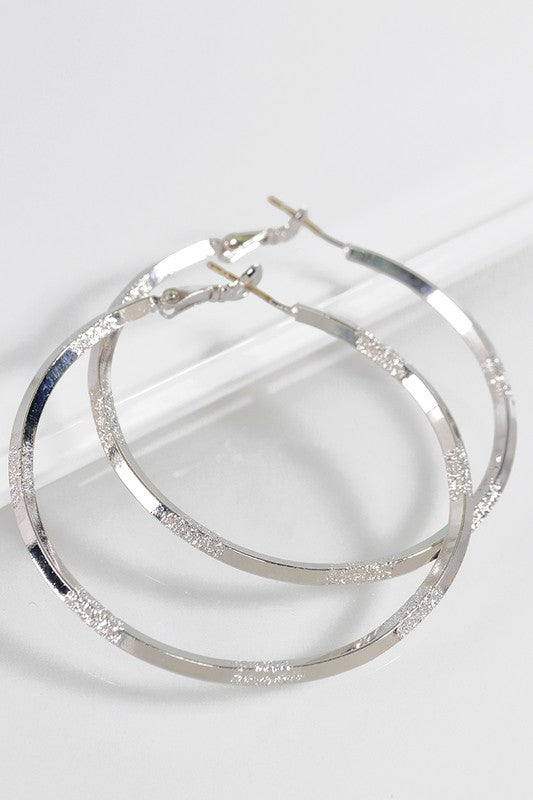 Silver Textured Hoop Earrings