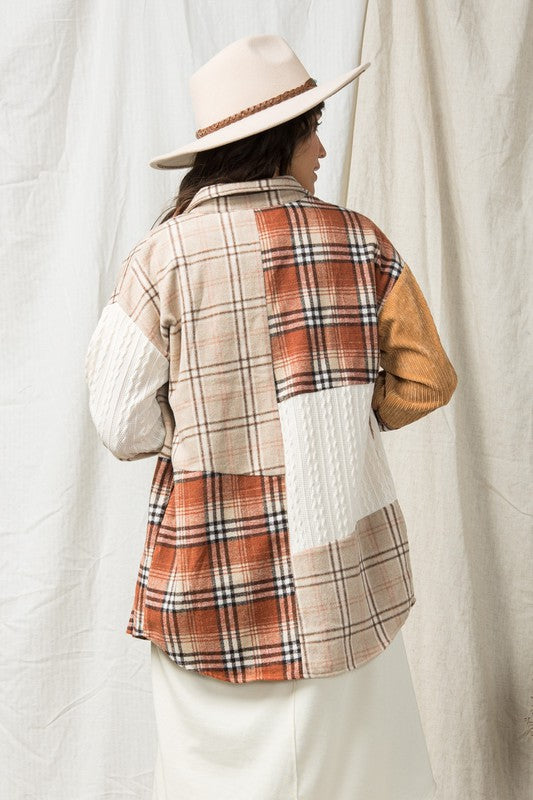 Contrast Plaid Shacket