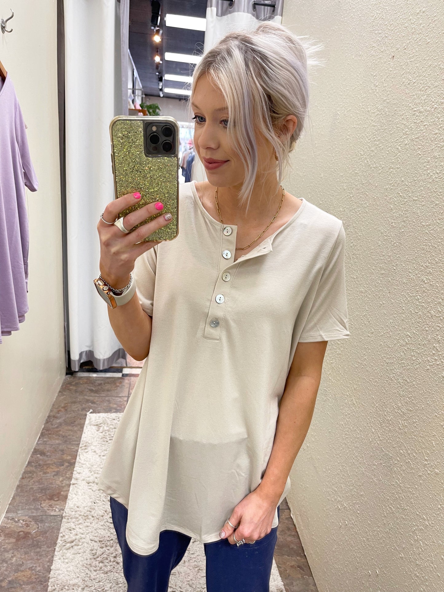 Solid Button Top