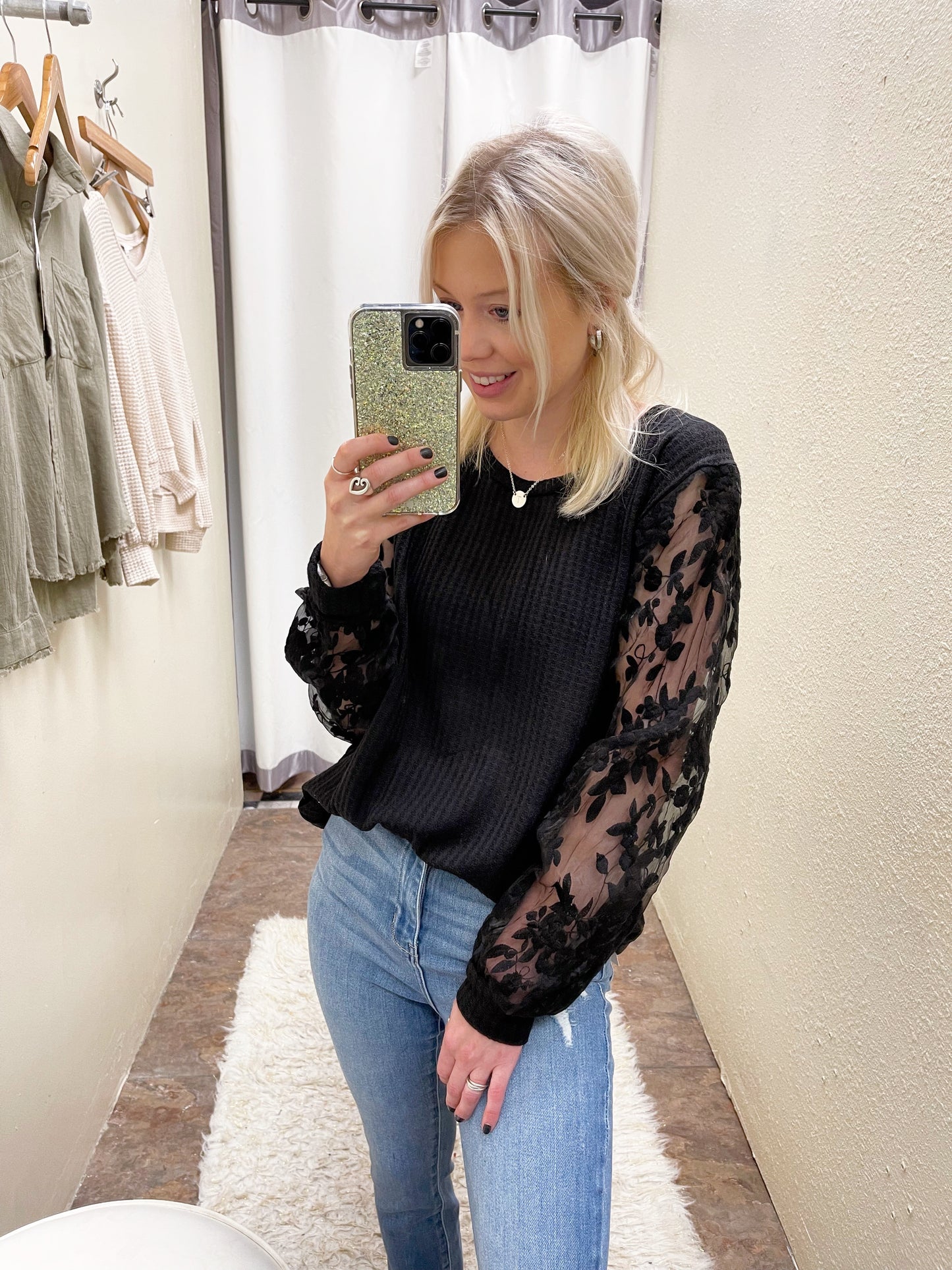 Floral Lace Sleeve Top